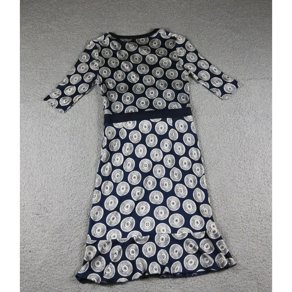 Tory Burch Dress Xs Blue White Silk Kayla Midi Dress Pull Over Jersey